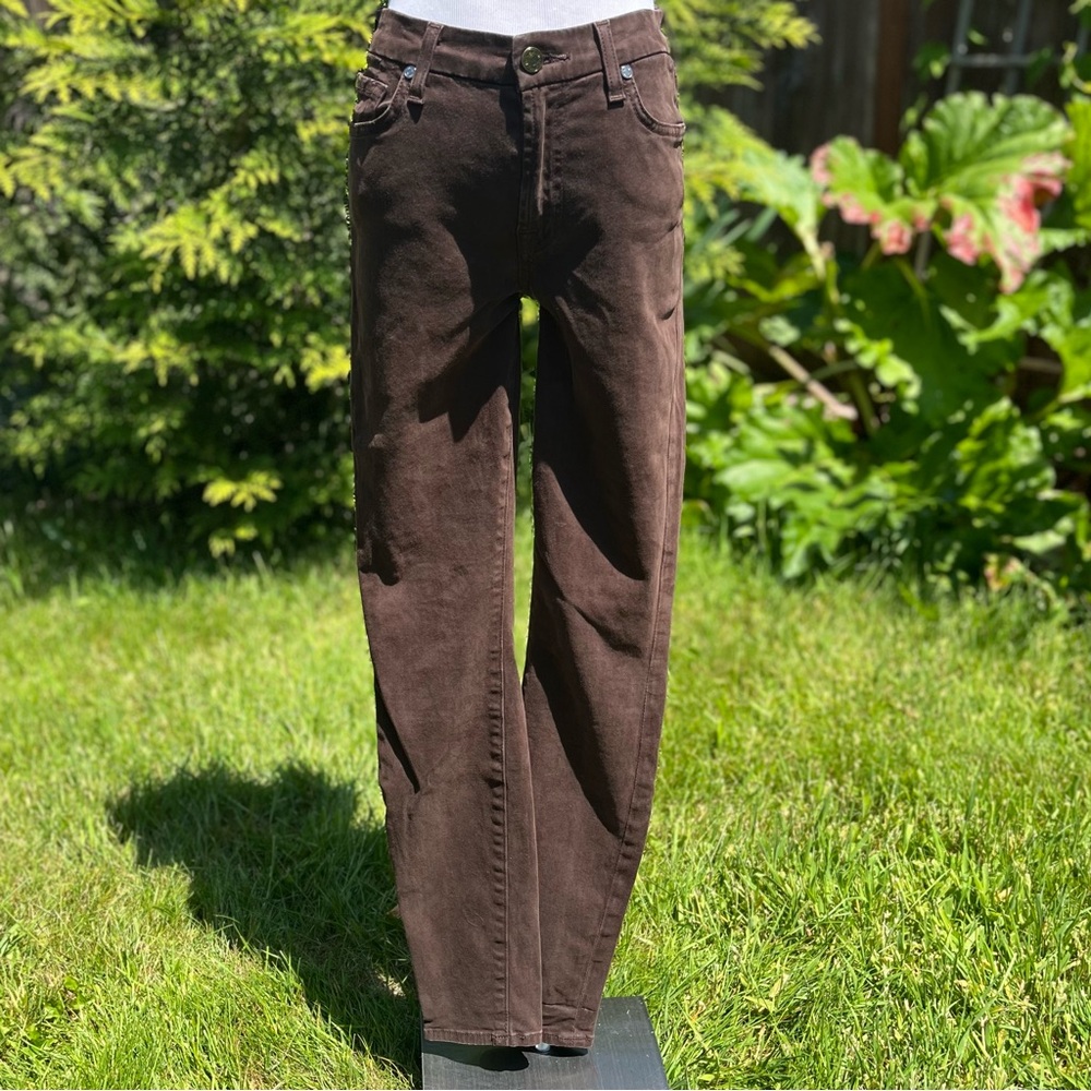 7 FOR ALL MANKIND Brown Mid-Rise Skinny Leg 5 Pocket Style Jeans Size 27
